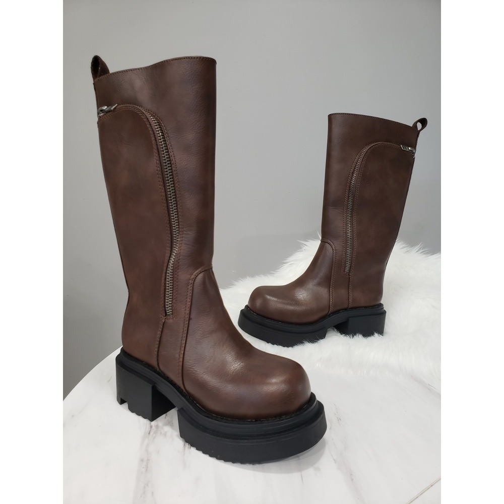 NEW DOLLS KILL BROWN 6 current mood pocket boots small town girl festival rave
